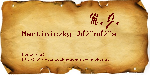 Martiniczky Jónás névjegykártya